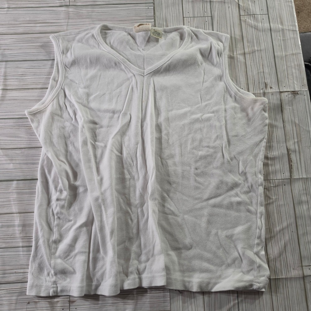 GNW Women White Sleeveless V-Neck 100% Cotton Tank Top Size 2X RN 34570